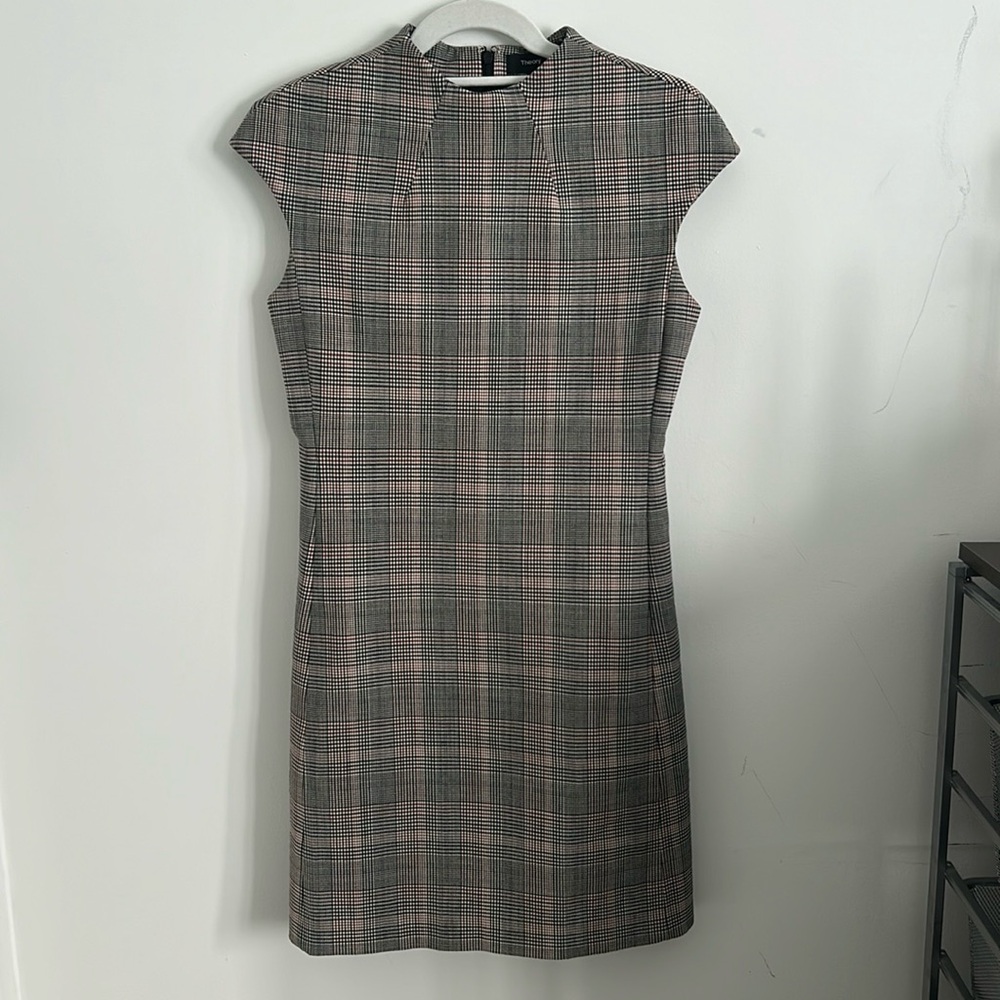 Theory Plaid Multicolored Wool Dress Size 4